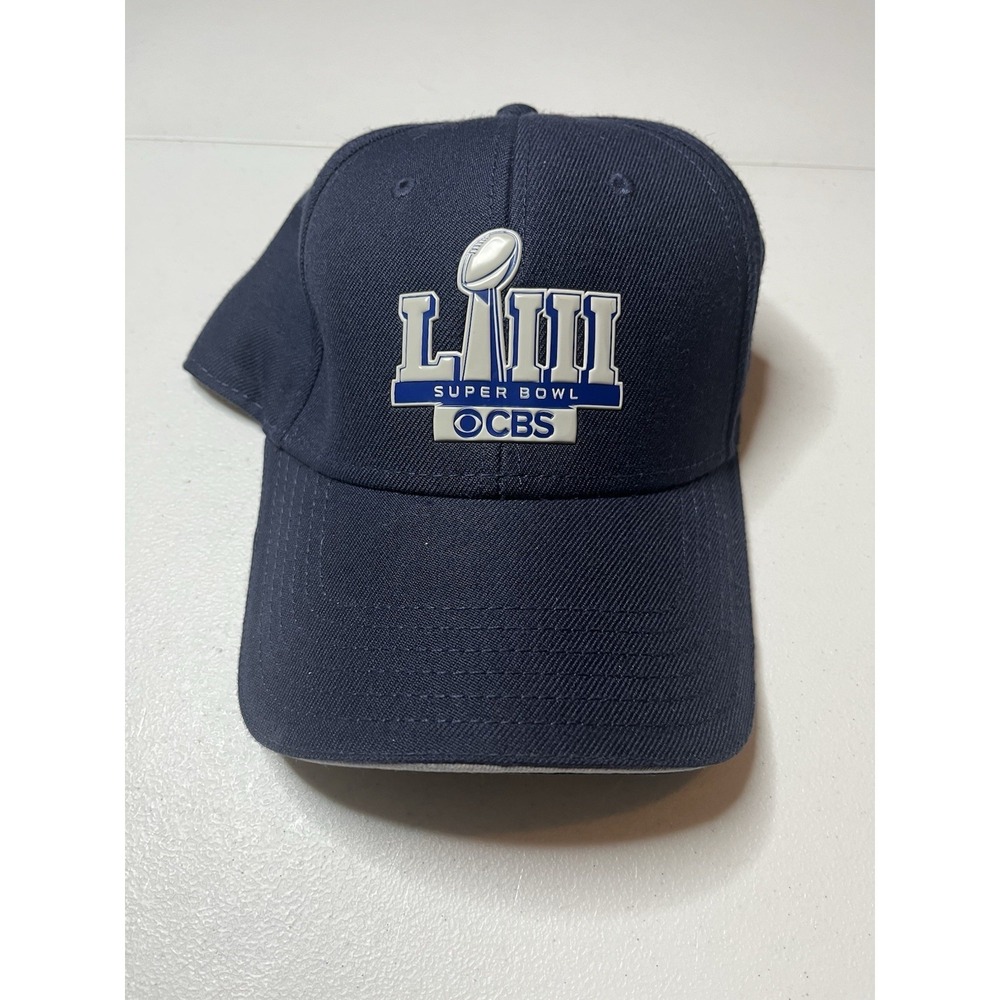 CBS Sports Super Bowl LIII Hat Navy Blue Adjustable Baseball‎ Cap LIII Logo Hat